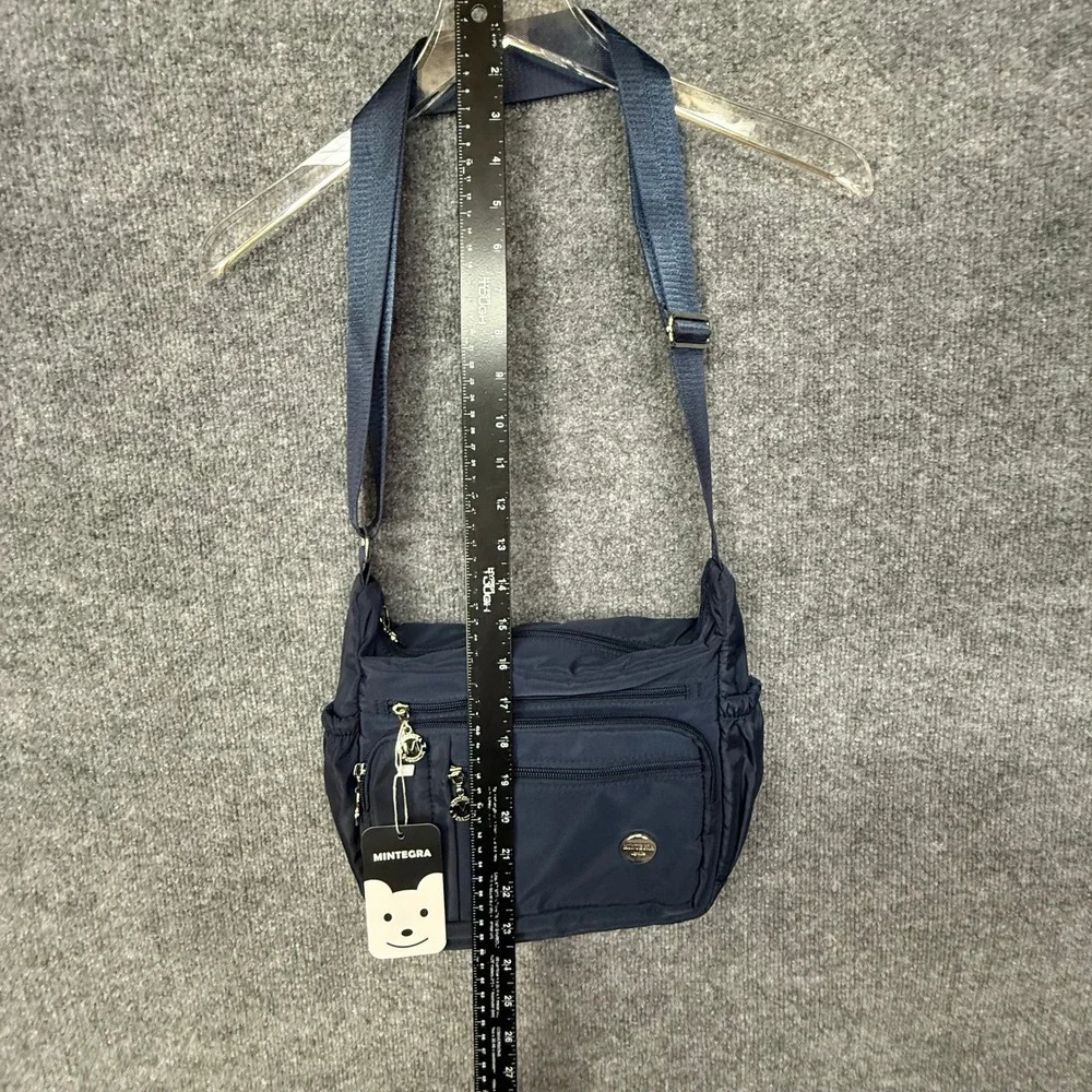 Mintegra Crossbody Bag Women Medium Navy Blue Nylon Multi-Pocket Travel NWT